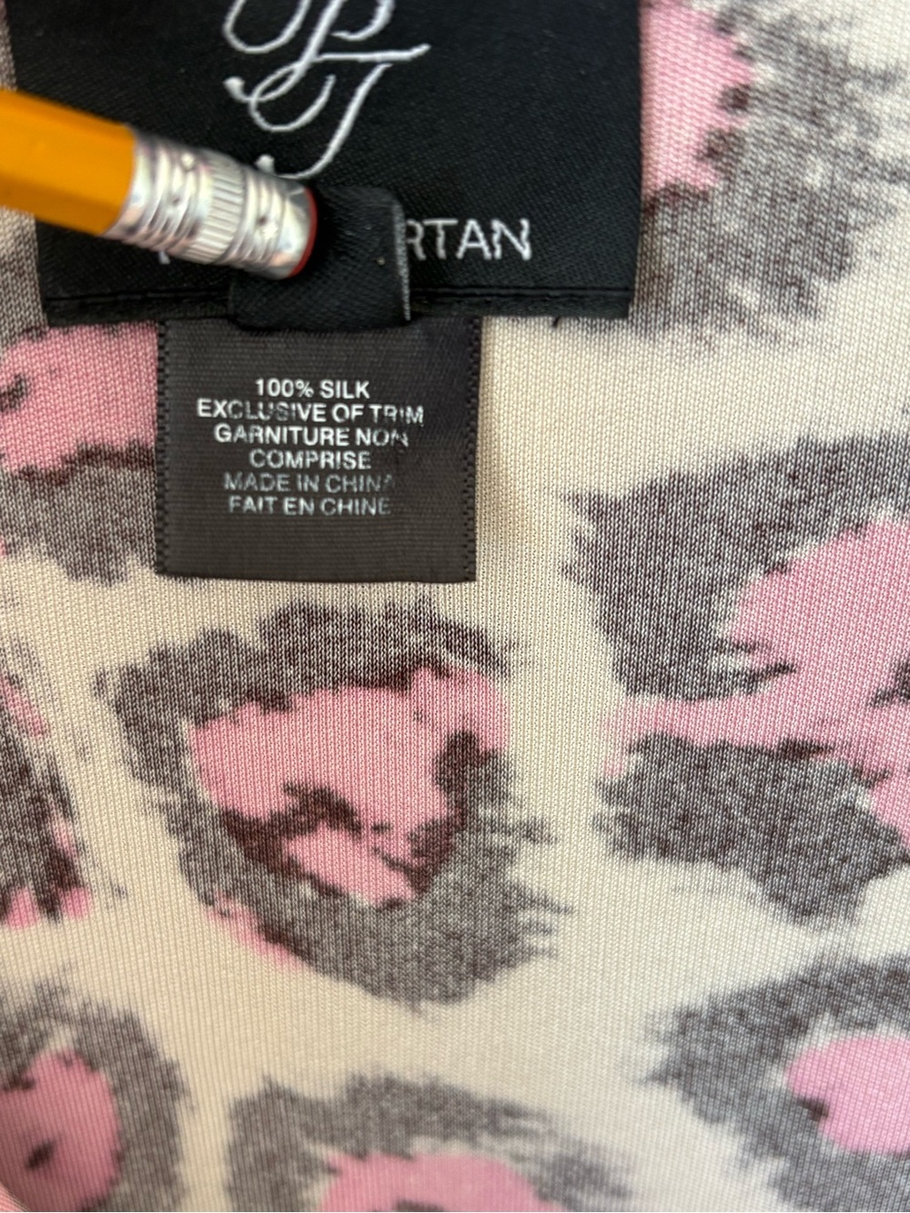 Pink tartan, XL Pink and Brown Leopard Silk long sleeve dress - Picture 3 of 4
